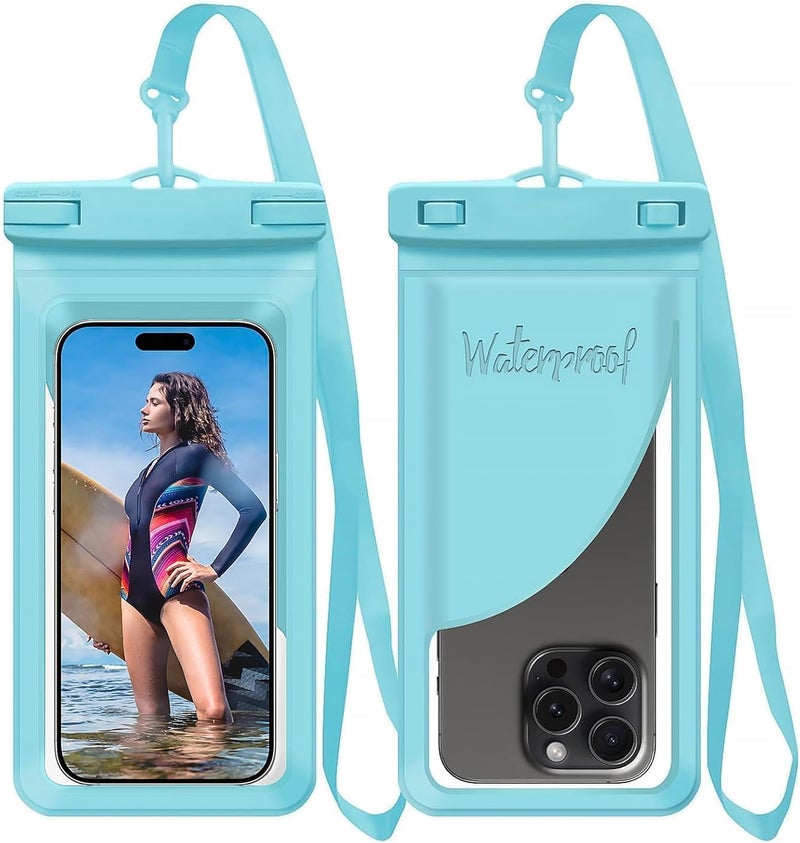 Vsagier Waterproof Phone Case, with Inside Card Holder, Large Waterproof Pouch for iPhone 17 16 15 14 13 Pro Max, IPX8 Certified Cellphone Travel Accessories for Vacation Must Haves, 1 Pack-Blue-8.3″ - Image 1